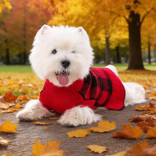 Image of Dog Sweater Dress Plaid Knitwear for Large Dogs Girl Christmas Clothes