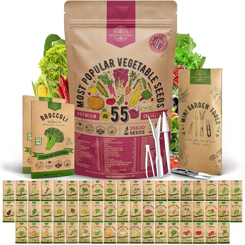 55 Vegetable Seeds Variety Pack - 35,600+ Non-GMO...
