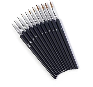 11 Miniature Paint Brushes for Students Air Professional Drawing Fine Shapes and Lines