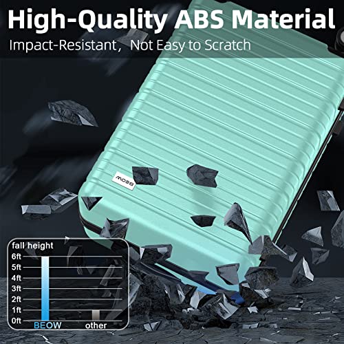 Beow Luggage Sets Expandable Lightweight Suitcases With Wheels Pc+Abs Durable Travel Luggage Tsa Lock Mint Green 3Pcs #TOP5