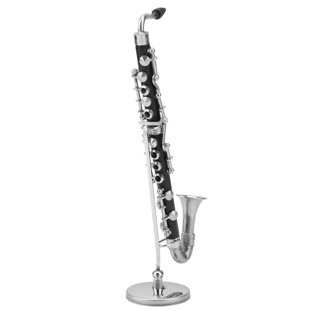 Miniature Clarinette Basse, Clarinette Noire Instrument de Musique pour Décoration de Salle et Dollhouse avec Étui