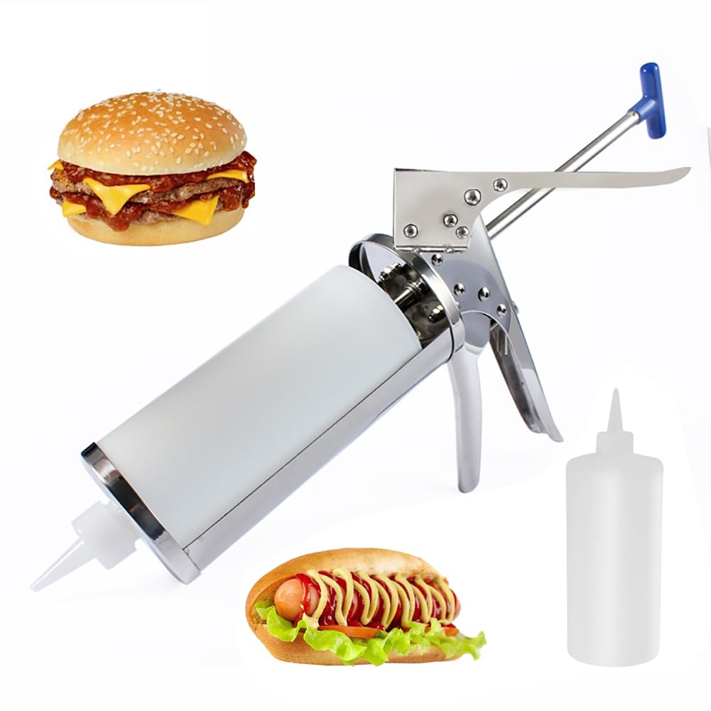 Distributore quantitativo per salse, in acciaio inox, per hamburger, marmellata, hamburger, salse, ketchup, per cucina, 650 ml