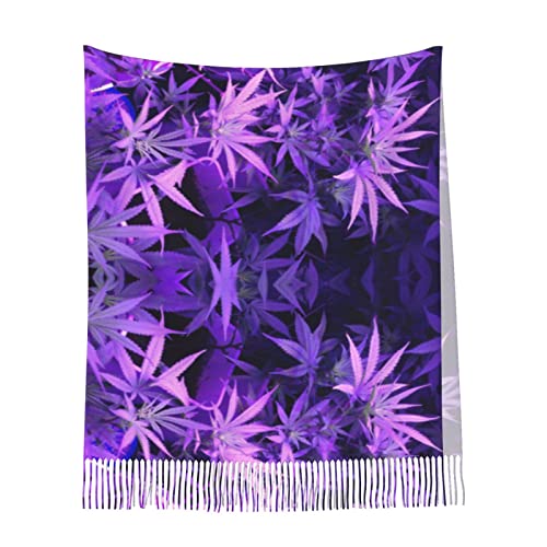 SEAEAGLE Purple Weed Marijuana Leaf Women Fashion Scarfs Tassel Warm Scarves Classic Fringes Shawl Fall Cape Wrap3