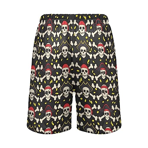 Mens Pajama Shorts Pirates Skull Black Men's Pajama Bottoms Men Lounge Sleep Pants with Drawstring Pockets L3