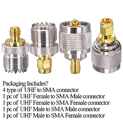Adaptador coaxial SMA a UHF PL259 kit 4 piezas miniatura 6