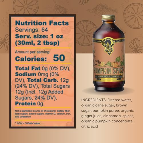 Image of Portland Syrups Pumpkin Spice - Drink Mix for Exceptional Cocktails, Sugar Syrup for Drinks, Simple Syrup for Coffee, Mocktails, Baking, 12 oz, 24 Servings (Pack of 2)