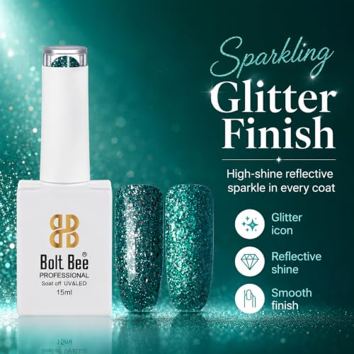 Image of BOLT BEE 15ML Gel Nail Polish 1Pc Clear Pink Glitter Nail Polish Soak Off UV LED Nail Gel Polish Nail Art Starter Manicure Salon DIY at Home, 0.5 OZ (1) (75)
