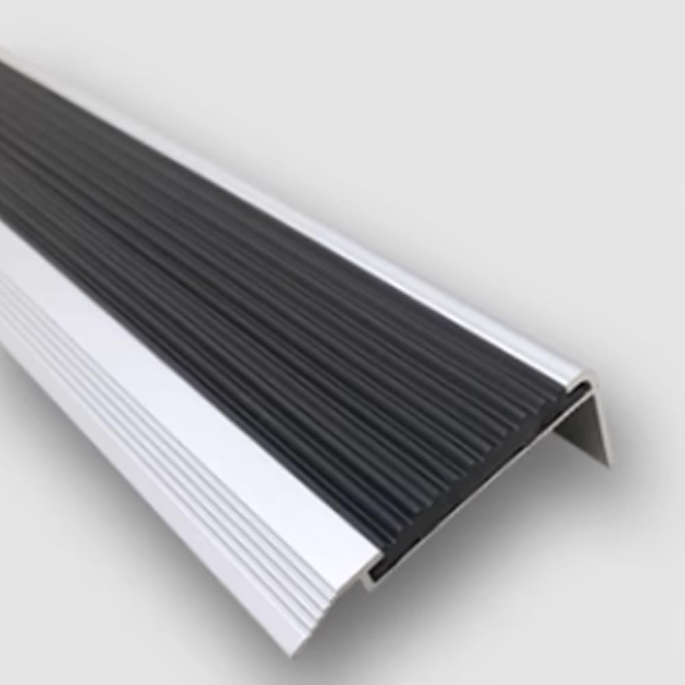 Profilo di Protezione Antiscivolo a Forma di L per Bordi di Scale, in Alluminio, di Protezione Antiscivolo a Forma di L per Bordi di Scale, in Alluminio, per Interni ed Esterni, 90 cm (Nero)