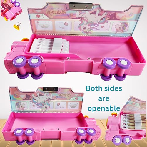 Image of ZAFCO Magnetic Pencil Box Space Engine Shape with Sharpner Large Size for Kids Boys Girls School Going Children Stationaries Organizer Birthday Return Gift School Supplies (Pack of 1) (Pink4)