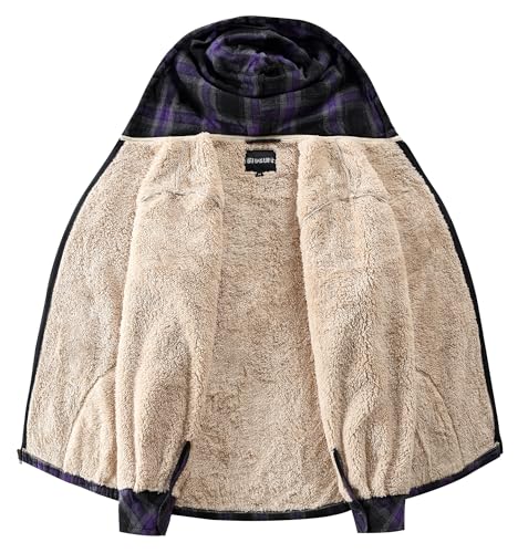 Elesuit Women's Full Zip Fleece Flannel Jacket Plaid Hooded Jackets Sherpa Lind Hoodies for Women2