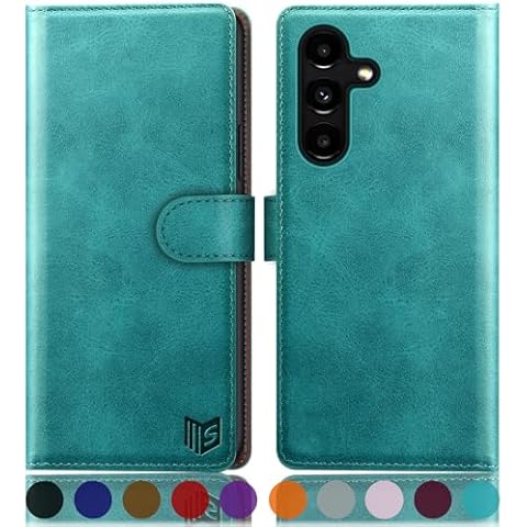 SUANPOT for Samsung Galaxy S24 Plus/S24+ Wallet case with RFID Blocking Credit Card Holder,Flip Book PU Leather Protective Cover Women Men for Samsung S24Plus Phone case Blue Green Cover