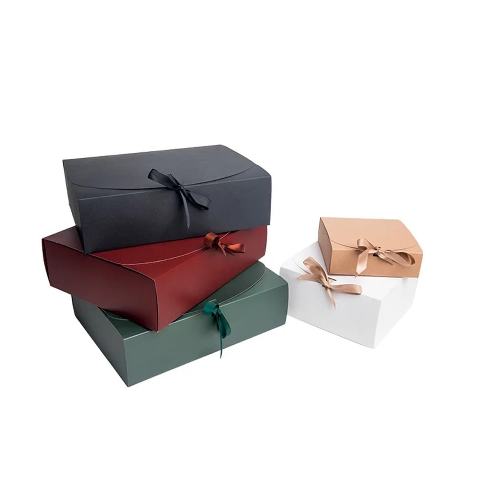 Geschenkboxen mit Schleife, Papier, Klappdeckel, Backwaren, Verpackung für Kekse, Mondkuchen, Gebäck, Dessert, Hochzeit, Party, Gastgeschenke, Grün, 27 x 20 x 8 cm, 10 Stück