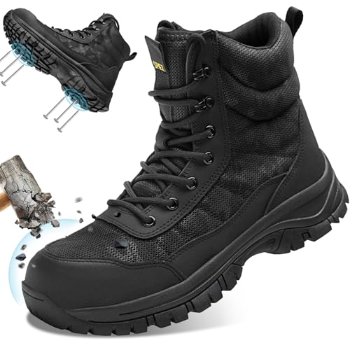SPIEZ Sicherheitsschuhe Herren mit Stahlkappe, Rutschfeste Arbeitsschuhe mit...