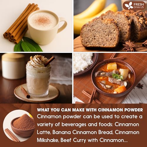 Image of FreshDrinkUS, Premium Cinnamon Powder 8oz - Pure Ground Cinnamon for Baking, Cooking, Smoothies, and Tea - Freshly Packed in Resealable Pouch