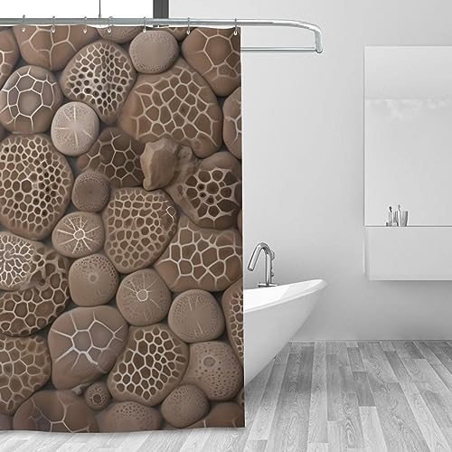 Rideau de douche imperméable fini les moisissures et sols mouillés motif pierre - 7