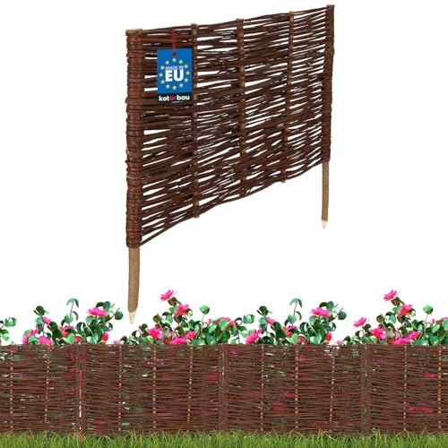 KOTARBAU® Beetbegrenzung Weidenzaun 60 x 40 cm Zaun Beeteinfassung Beet Beetumrandung Steckzaun Rasenkante Weide Beeteinfassung Gartenzaun Zum Stecken Flexible Weidengeflecht