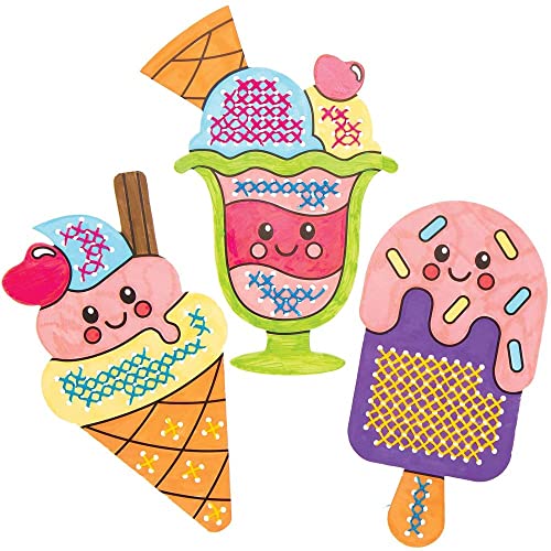 Baker-Ross-AT992-Ice-Cream-Color-in-Cross-Stitch-Kits-Pack-of-5-Embroidery-Kit-for-Beginners-and-for-Kids-Arts-and-Crafts-Projects Baker-Ross-AT992-Ice-Cream-Color-in-Cross-Stitch-Kits-Pack-of-5-Embroidery-Kit-for-Beginners-and-for-Kids-Arts-and-Crafts-Projects