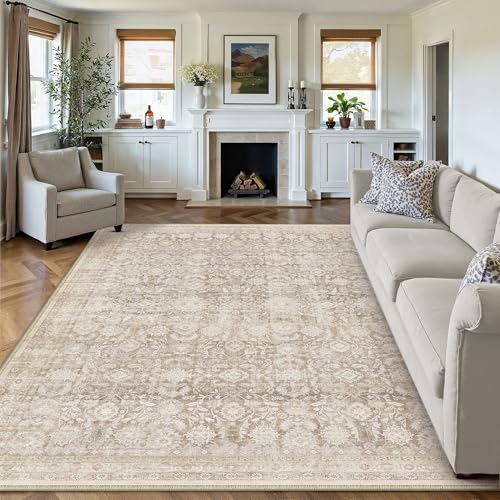 WondRg 8x10 Floral Neutral Area Rug