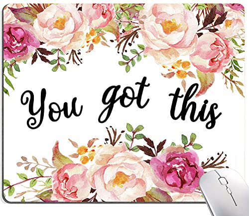 Sanwumian Mouse Pad Floral, You Got This Mouse Pad, Mouse Mat Waterproof Non-Slip Rubber Base Mousepads For Women Desk #TOP21