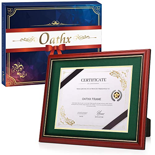 Urkundenrahmen Diplom 11x14 Dokument mit Matte 8,5x11 College Graduierung Rahmen Bachelor/Master/Auszeichnung/Sportfächer/Holz, grüne Matte, kein Glas Cover