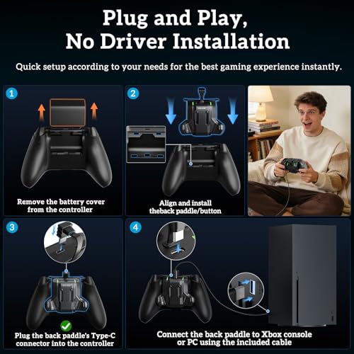 Image of Controller Paddles for Xbox Series X|S Controller, TanReginal Accessories with Remappable Paddles, FPS Enhancements, Precision Fit, Auto /Manual Turbo, 3-Speed Burst Rate, RGB Lighting Modes, 3-Level Vibration, Multi-Platform for Xbox, Switch, PC