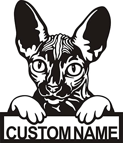 zouwii Targhetta in metallo con gatto Sphynx personalizzato | Targa metallica personalizzata per gatti Sphynx | Regalo gatto Sphynx | Regalo di compleanno | Animali Divertenti