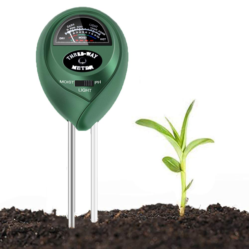 DSpartsSoil Test Kit 3-in-1 PH Meter, Moisture, Sun-Light Gardening Tool Test Function for Farmland Garden Lawn Plants Herbs Gardening Soil Tester (Round)