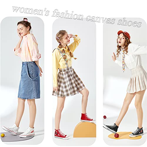 Hash Bubbie Women's High Top Sneakers Classic High Tops Canvas Shoes For Women Lace Up Tennis Shoes Fashion Canvas Sneakers Casual Shoes For Walking（Red Embroidery.us11） #TOP5