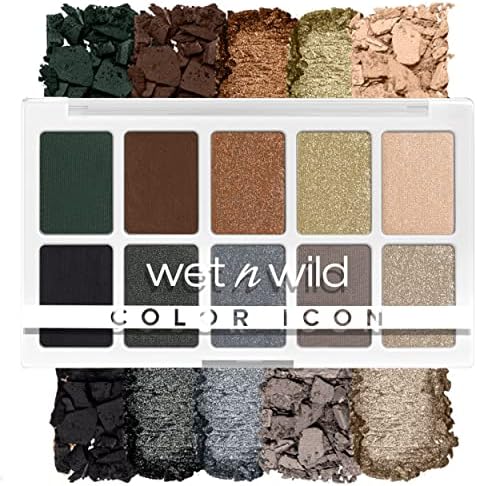 Wet n Wild Color Icon 10-Pan Eyeshadow Makeup Palette, Blue Lights Off, Long Lasting, Shimmer, Metallic, Glittery, Matte, Rich Smooth Pigment, Cruelty Free
