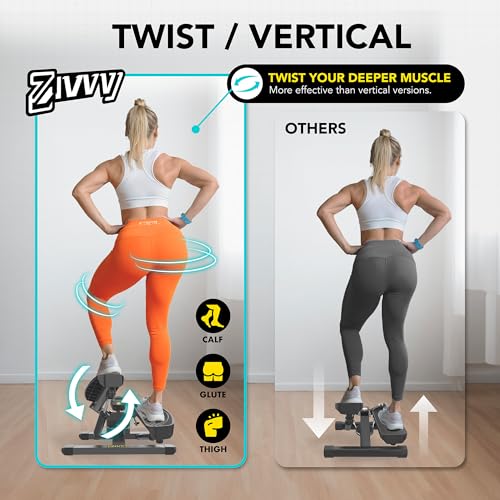 Image of ZIWWVY Stepper Machine with Resistance Bands, Mini Stepper with 300LBS Weight Capacity, Twist Stepper for Full Body Workout, Adjustable Step Height, Smooth and Quiet, Step Machine for Men Women