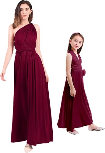 Miniatura 3 de IWEMEK Vestidos a juego para mamá e hija, trajes a juego para mujeres y niñas, convertible, multidirección, vestido de boda