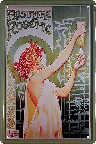 Plaque en tôle alcool avec inscription « Absinthe Robete » - Décoration vintage pour bar,...