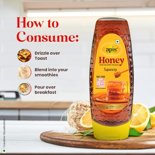 Image of Apis Honey 400g Pure & Natural | No Added Sugar | Easy Squeezy Bottle | Immunity Booster | Natural Sweetener (Pack of 3)