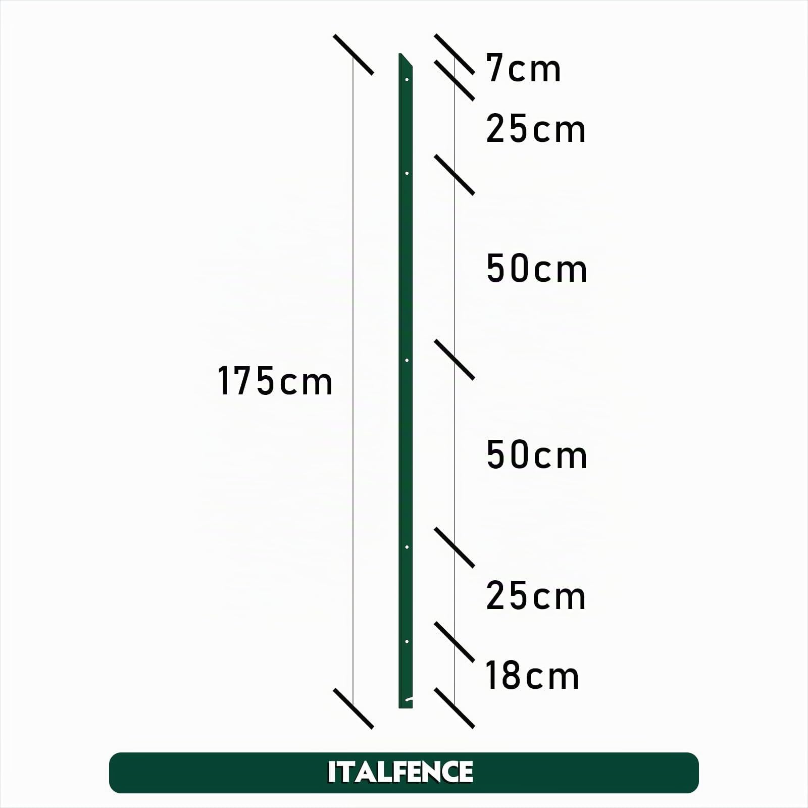 Piquet T H175cm 30x30x3mm pour clôture en fer plastifié vert [10 pièces]