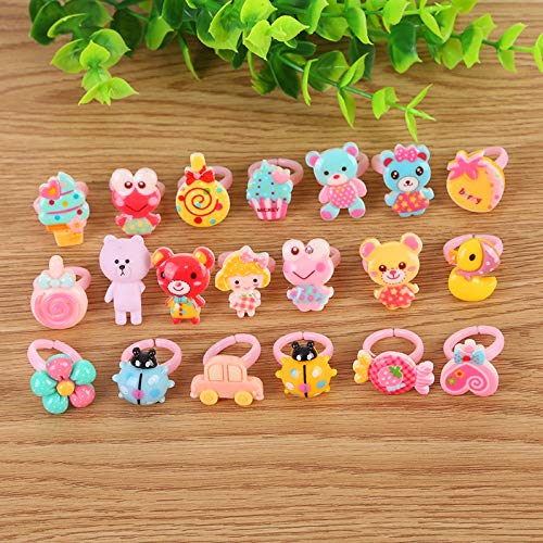Ngel Little Girl Cute Lovely Jewellery Rings Girl Pretend Play and Dress Up Rings for Party Rings Set Cartoon Cute Kids Accessory Gift for Children (Pack of - 24)