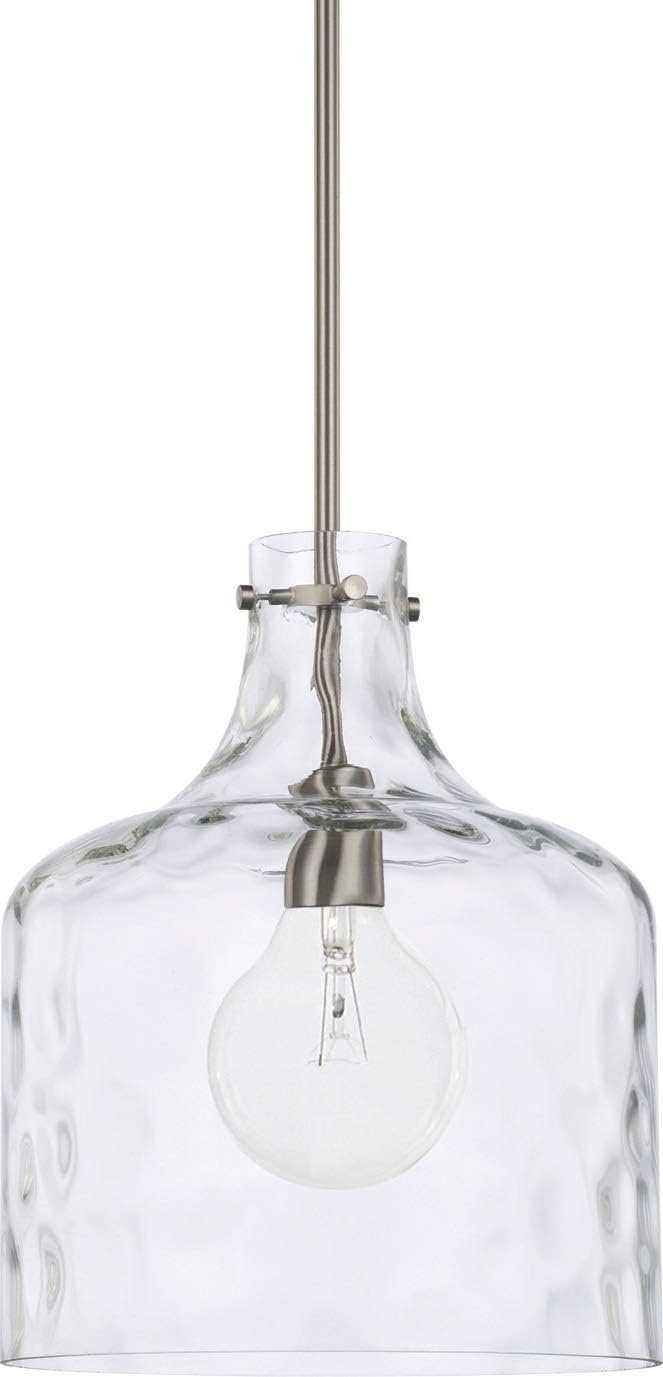 HomePlace Lighting 325717MB Crawford Urban/Industrial Clear Water Glass Jar Pendant Light, 1-Light 100 Watt, 15" H x 12" W, Matte Black