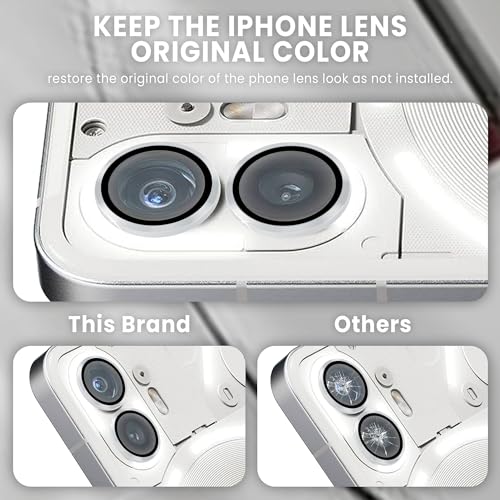Image of ArmourPro Camera Rings Tempered Glass for Nothing Phone 2, Tough HD Individual Aluminum Alloy Rings 9H Camera Cover, Scratch-Resistant,Camera Lens Protection| Silver, 1 Pack