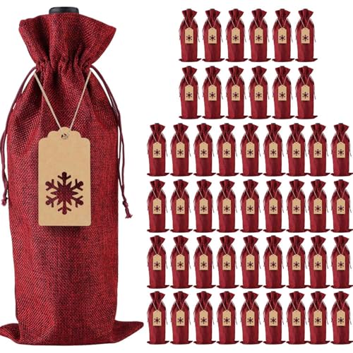 Catálogo de Etiquetas para el vino los 5 mejores. 33 Bolsas De Arpillera Para Botellas De Vino, 48 Bolsas De Yute Para Botellas De Vino Con Etiquetas Y Cordeles Para Navidad, Bodas, Viajes, Fiestas