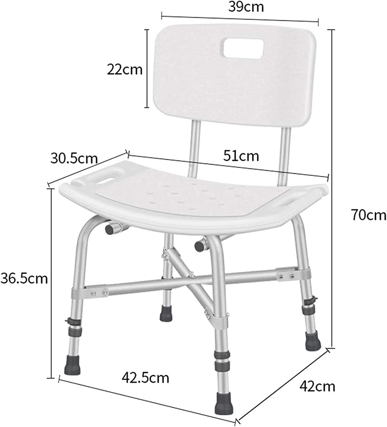 Asiento de Ducha abatible montado en la Pared Silla De Ducha for Ancianos Asiento De Ducha De Servicio Pesado Con Brazos Y Respaldo for Personas Mayores Y Taburete De Ducha for Discapacitados, Portáti