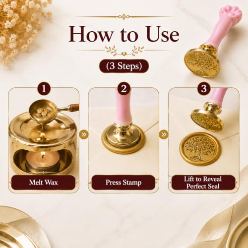 Image of Curated Cart 1 Wax Seal Stamp Kit Decorating Gift Cards Wedding Invitations Envelopes Letters Sealing (Tree of Life Wax Stamp)