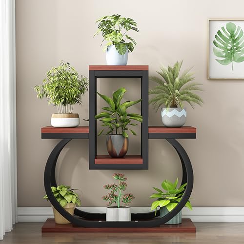 Soporte de hierro para flores de 4 niveles, para interiores, en forma de corazón, para patio, jardín, balcón.