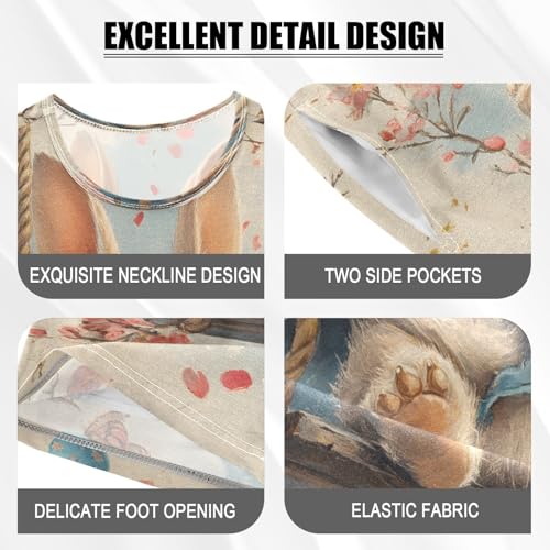 ALAZA Easter Flower Rabbit Bunny Floral Pajamas Set Short Sleeve Cotton Sleepwear Summer Pjs 2 Piece 5-14Y4