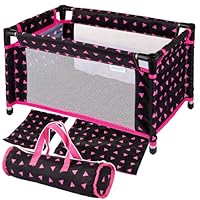 Kinderplay Puppenbett | Puppen Bett Spielzeug - Puppenreisebett für Baby Born | Baby Annabell Puppen | Reisebett mit Tasche und Zubehör | Puppenbett für Puppen | Puppenbett 43 cm Puppe, Model KP0400R