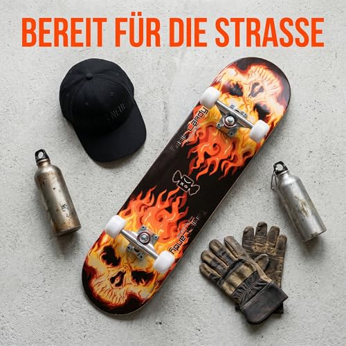 Skateboard 81 cm double kick avec roulements ABEC-7 et roues 95A