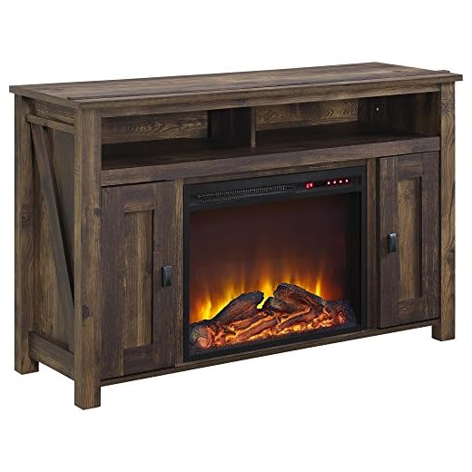 Ameriwood Home Farmington Electric Fireplace TV Console for TVs up to 50", Rustic,1794096COM