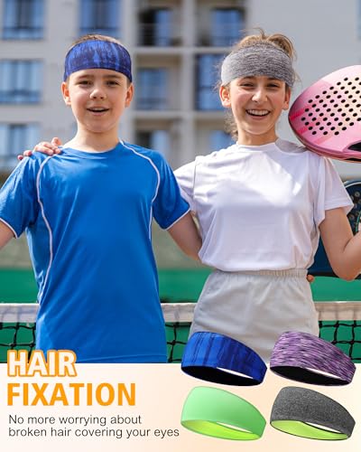 Image of Vinsot 18 Pcs Sweatbands for Youth Kids, Sports Headbands Boys Girls Breathable Athletic Sweatbands Elastic Wicking Hairband Mesh for Baseball Basketball Yoga Football Running(Camo,Vigorous)