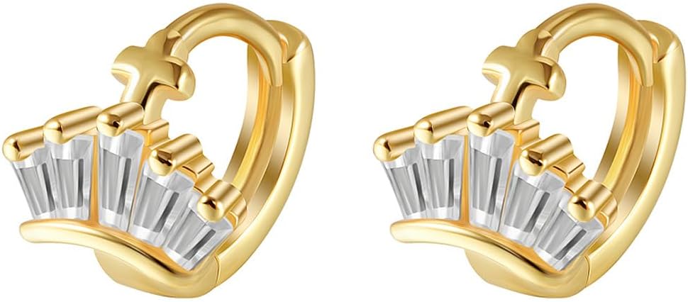 CZ Crystal Small Cartilage Hoop Earrings for Women Minimalist Tiny Cross Hinged Huggie Hoops Earrings Hypoallergenic 6mm Piercing Ear Jewelry