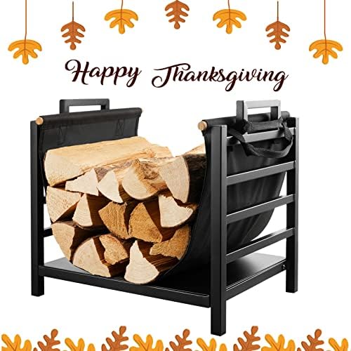 DOEWORKS 18 Inch Firewood Racks Fireplace Log Holder with Canvas Carrier