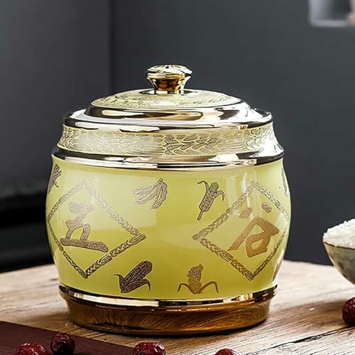 Grande Serbatoio ermetico in Ceramica per Riso, tè e Snack - Dispenser Alimentare sigillato con Coperchio, Ideale per Cereali, Caramelle e Chicchi di caffè - Soluzione per riporre la Cucina