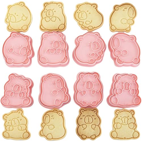 Glixoft 10 Stück Silikon-ausstechformen, Cartoon-Capybara-keksstempel, 3D-keksausstecher, Tier-keksform, Pressform-Set, Küchen-backwerkzeuge